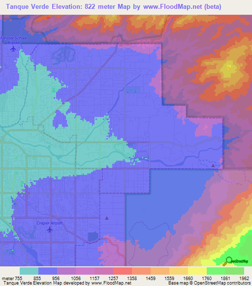 Tanque Verde,US Elevation Map