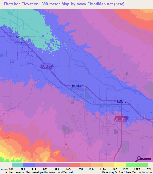 Thatcher,US Elevation Map