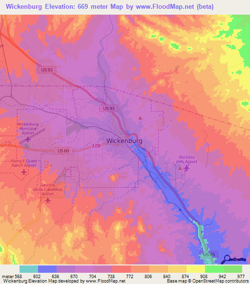 Wickenburg,US Elevation Map