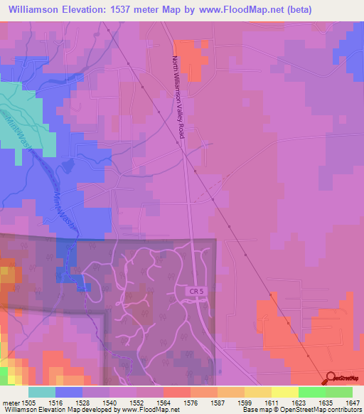 Williamson,US Elevation Map