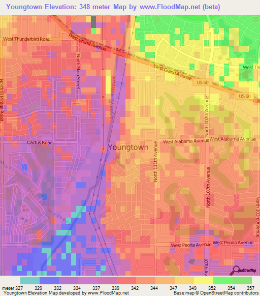 Youngtown,US Elevation Map