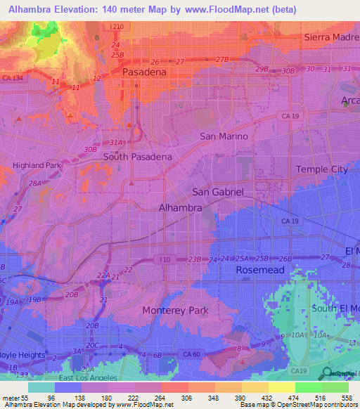 Alhambra,US Elevation Map