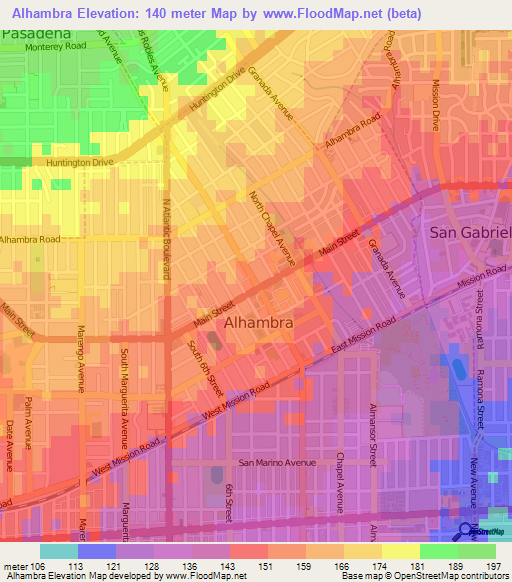 Alhambra,US Elevation Map