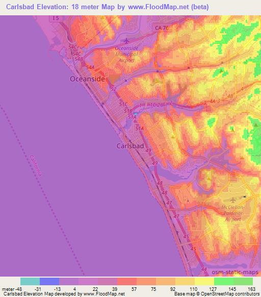 Carlsbad,US Elevation Map