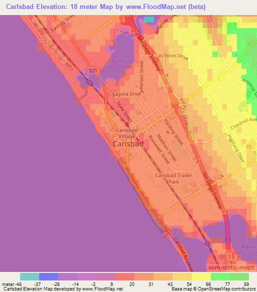 Carlsbad,US Elevation Map