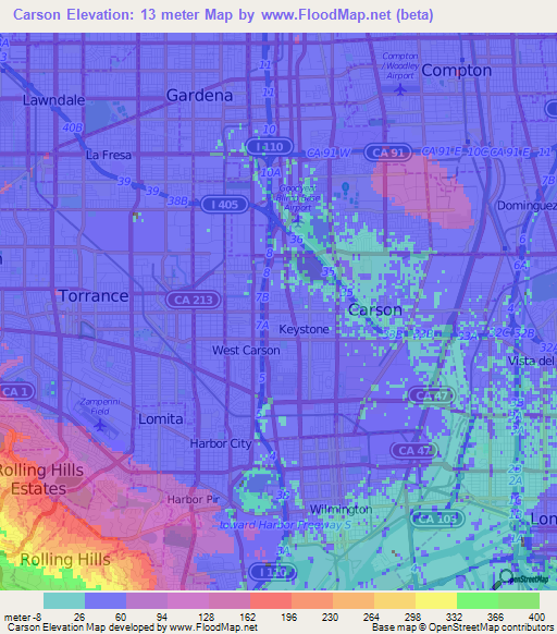 Carson,US Elevation Map