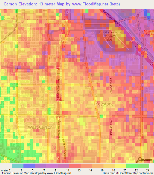 Carson,US Elevation Map