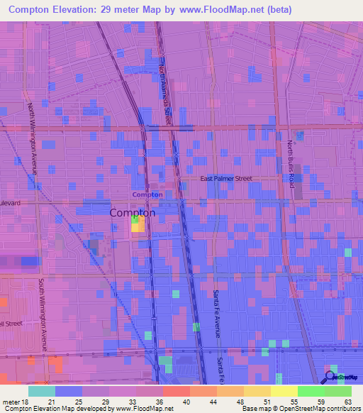 Compton,US Elevation Map