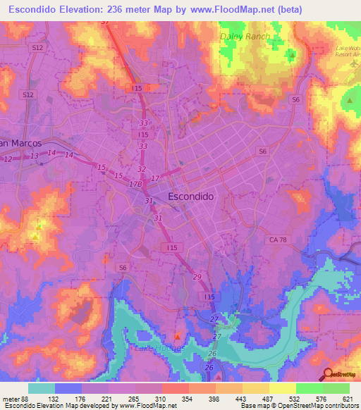 Escondido,US Elevation Map