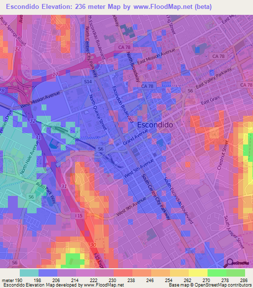 Escondido,US Elevation Map