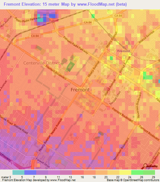 Fremont,US Elevation Map