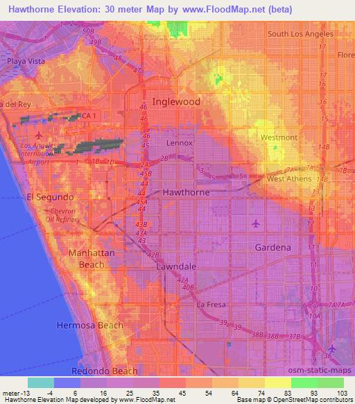 Hawthorne,US Elevation Map