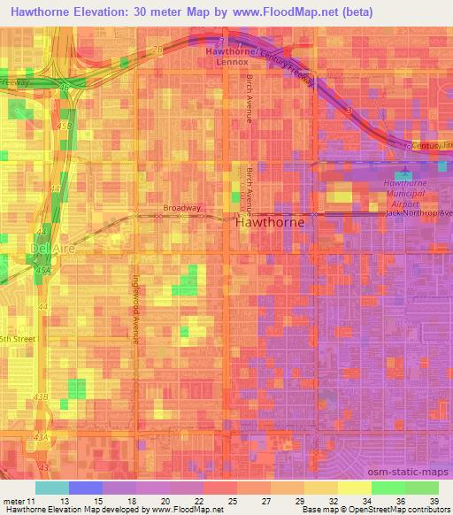 Hawthorne,US Elevation Map