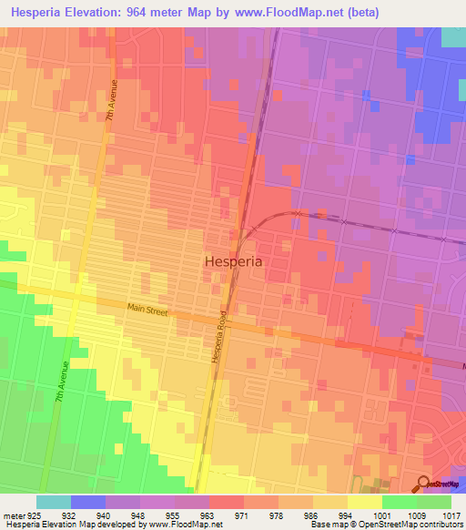 Hesperia,US Elevation Map