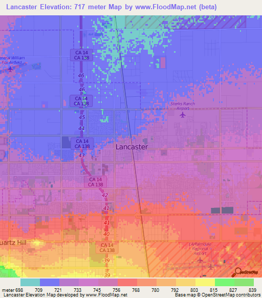 Lancaster,US Elevation Map