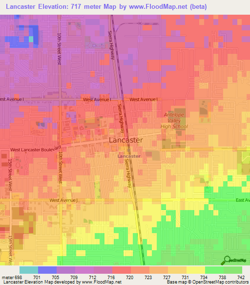 Lancaster,US Elevation Map