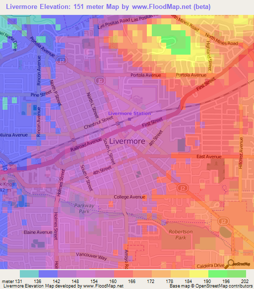 Livermore,US Elevation Map