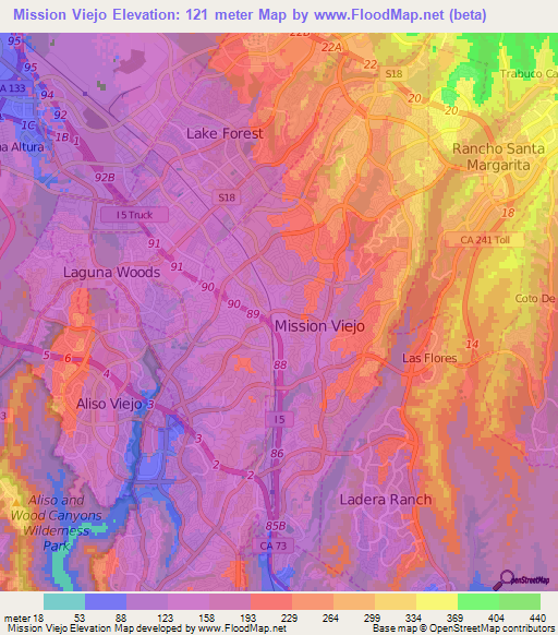 Mission Viejo,US Elevation Map