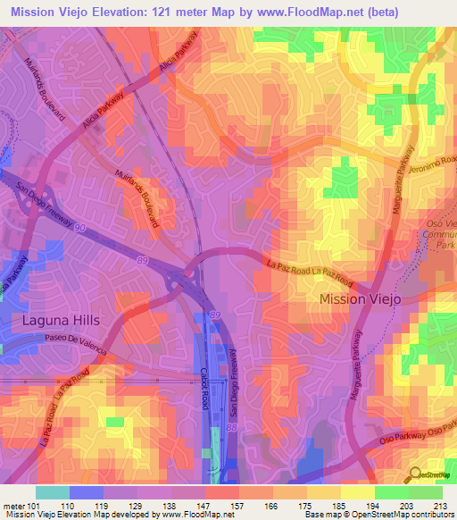 Mission Viejo,US Elevation Map