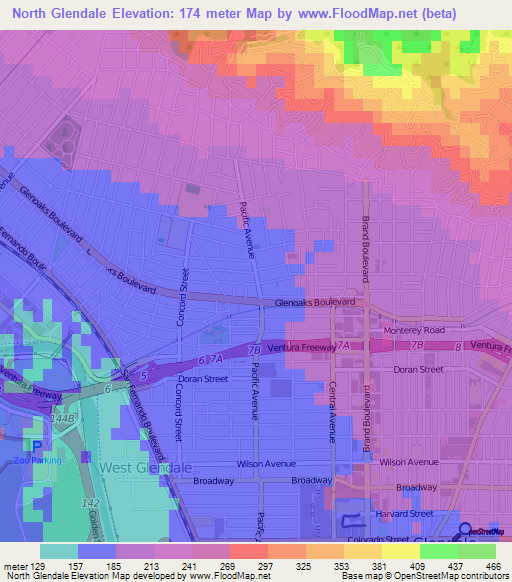 North Glendale,US Elevation Map