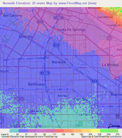 Norwalk,US Elevation Map