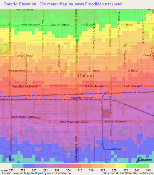 Ontario,US Elevation Map