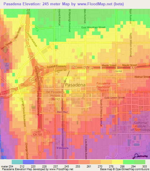 Pasadena,US Elevation Map