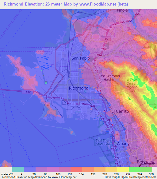 Richmond,US Elevation Map