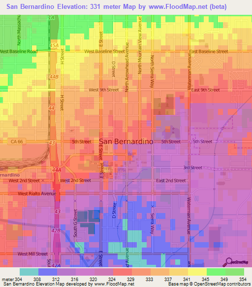 San Bernardino,US Elevation Map