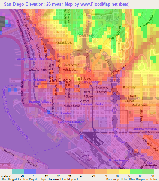 San Diego,US Elevation Map