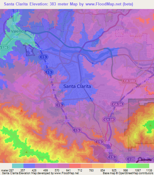 Santa Clarita,US Elevation Map