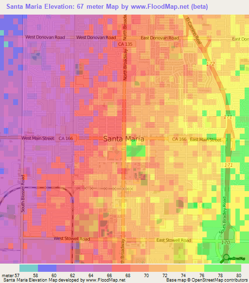 Santa Maria,US Elevation Map