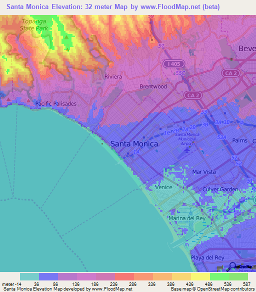 Santa Monica,US Elevation Map