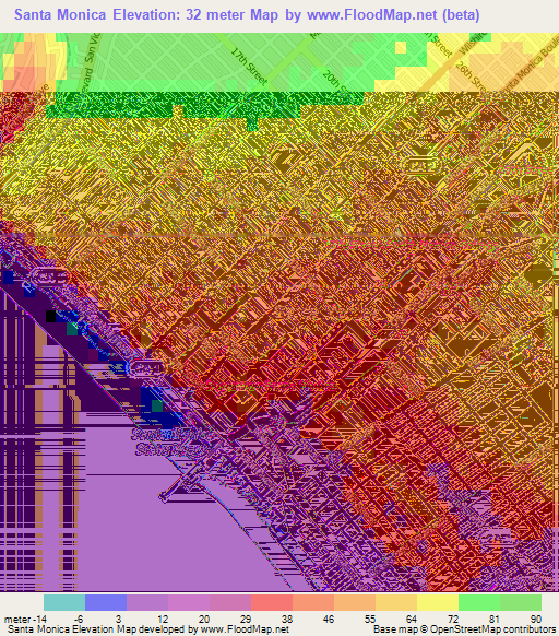 Santa Monica,US Elevation Map