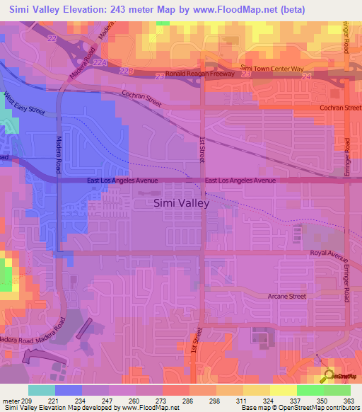 Simi Valley,US Elevation Map