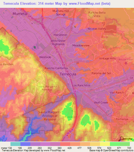 Temecula,US Elevation Map