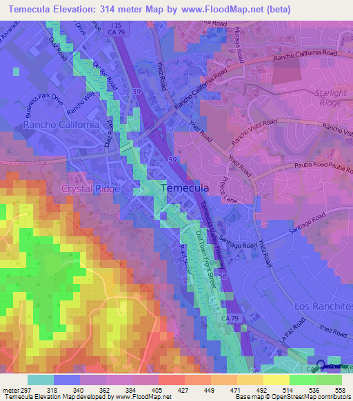 Temecula,US Elevation Map