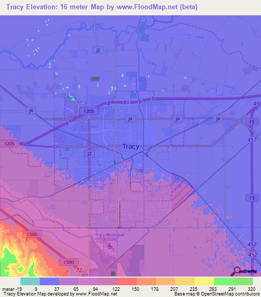 Tracy,US Elevation Map