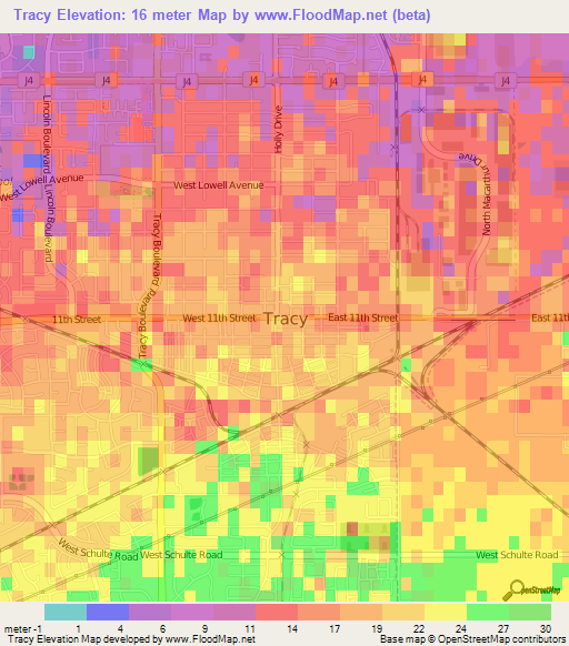 Tracy,US Elevation Map