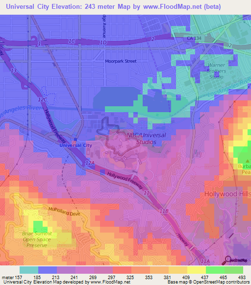 Universal City,US Elevation Map