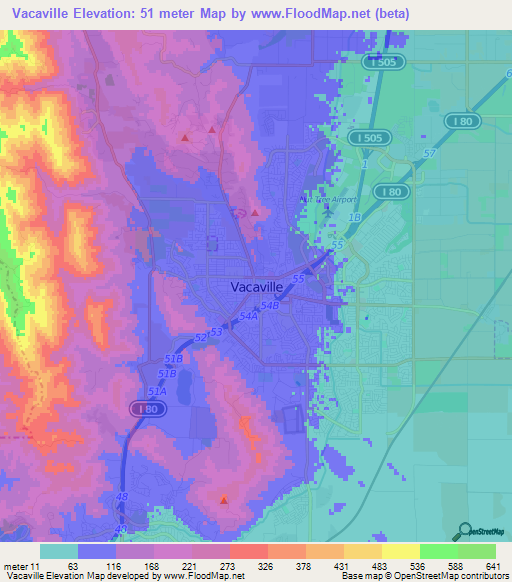 Vacaville,US Elevation Map