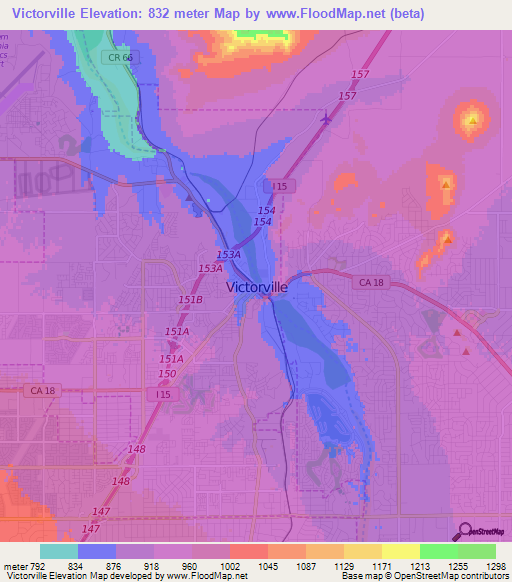 Victorville,US Elevation Map