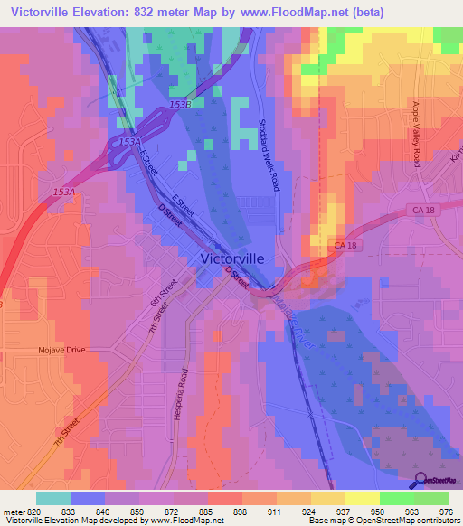 Victorville,US Elevation Map