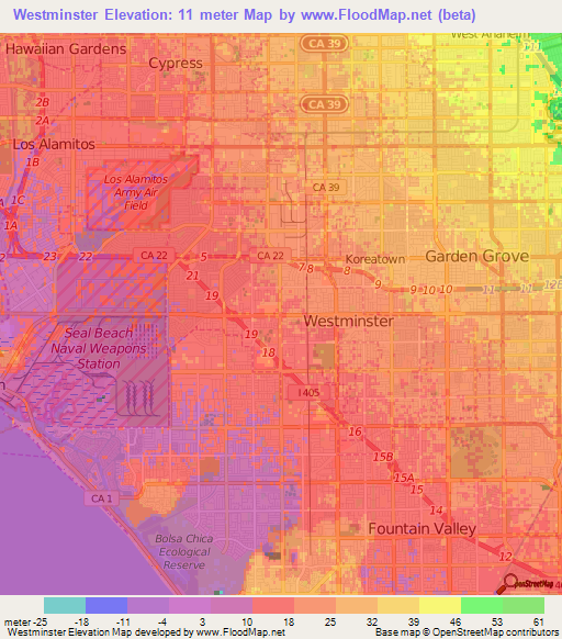 Westminster,US Elevation Map