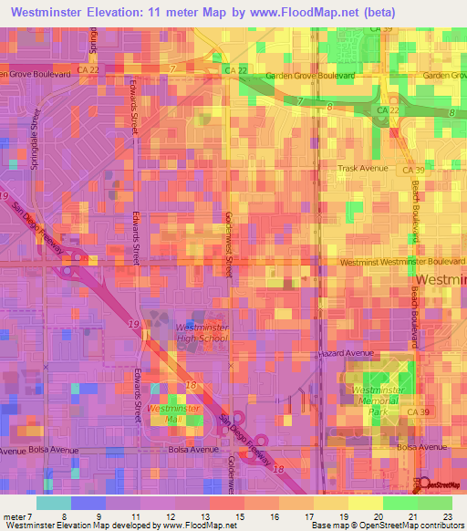 Westminster,US Elevation Map