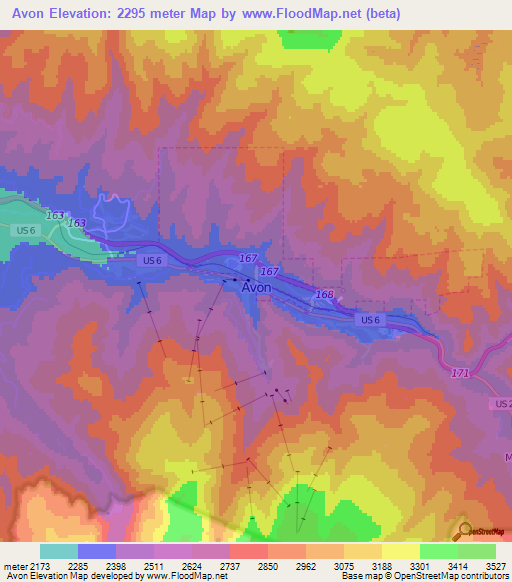 Avon,US Elevation Map