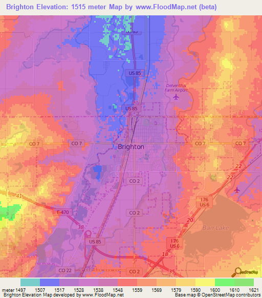 Brighton,US Elevation Map