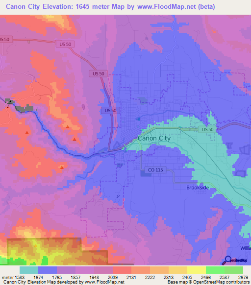 Canon City,US Elevation Map