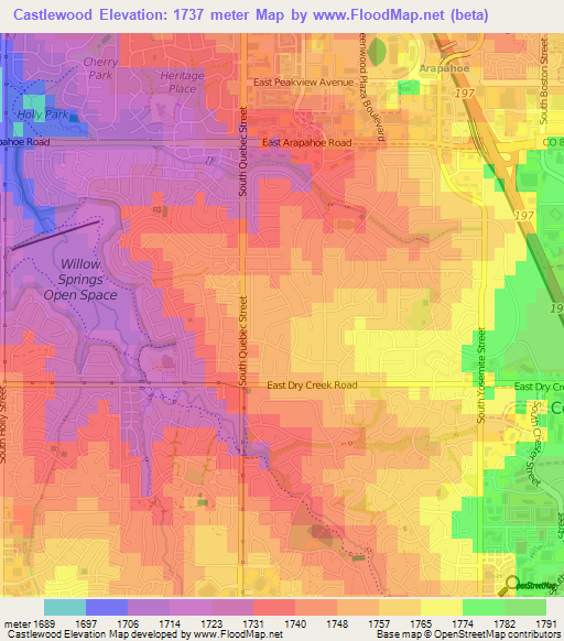 Castlewood,US Elevation Map