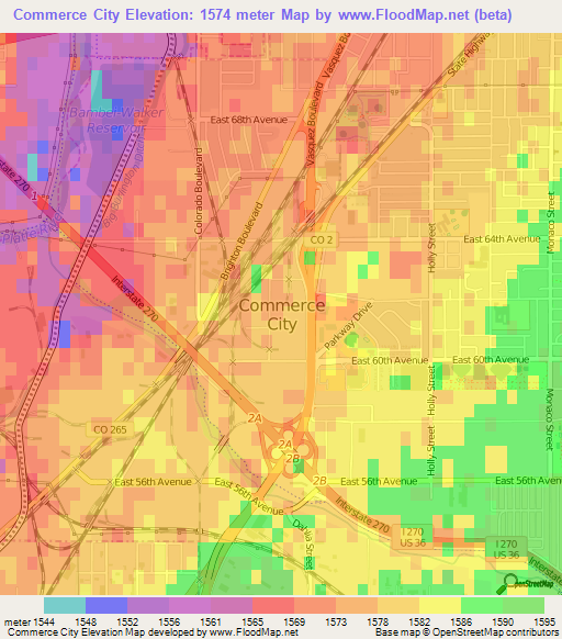 Commerce City,US Elevation Map